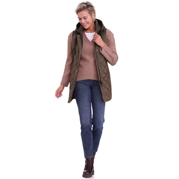 Dames gewatteerd vest met afneembare capuchon