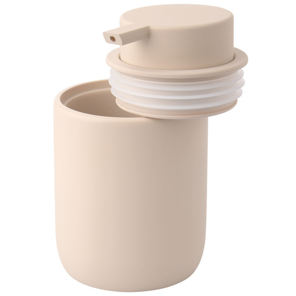 Zeepdispenser met soft-touch oppervlak