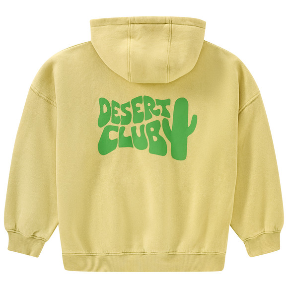 Jongenscapuchon met rugprint geelgroen