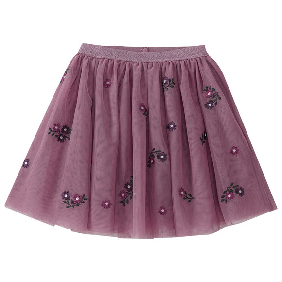 Meisjesrok van tule met bloemenborduursel