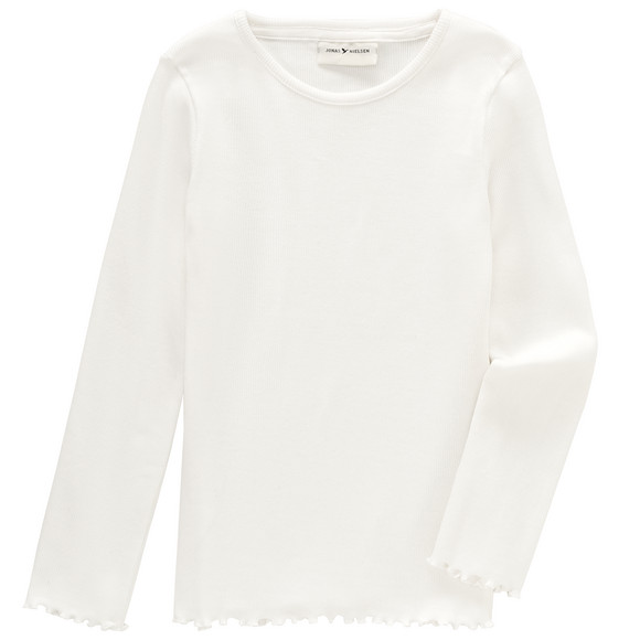 Meisjeshemd met lange mouwen en geribde textuur wit