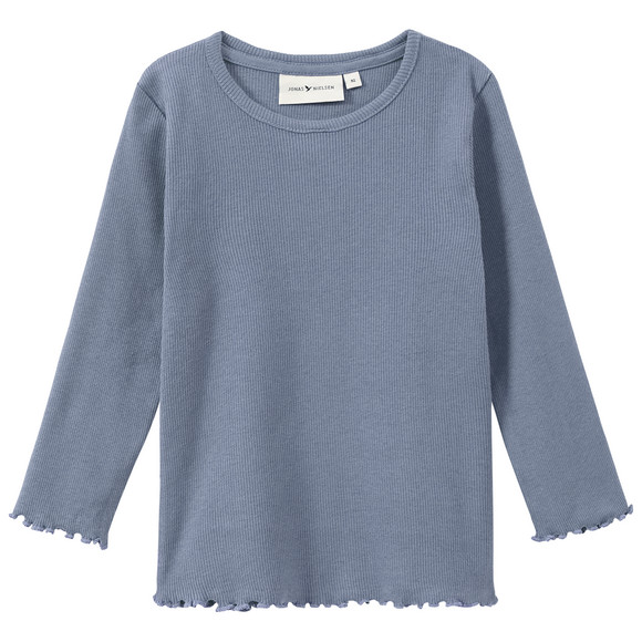 Meisjeshemd met lange mouwen en geribde textuur lichtblauw