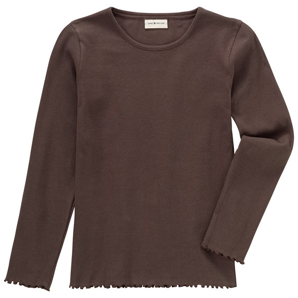 Meisjeshemd met lange mouwen bruin