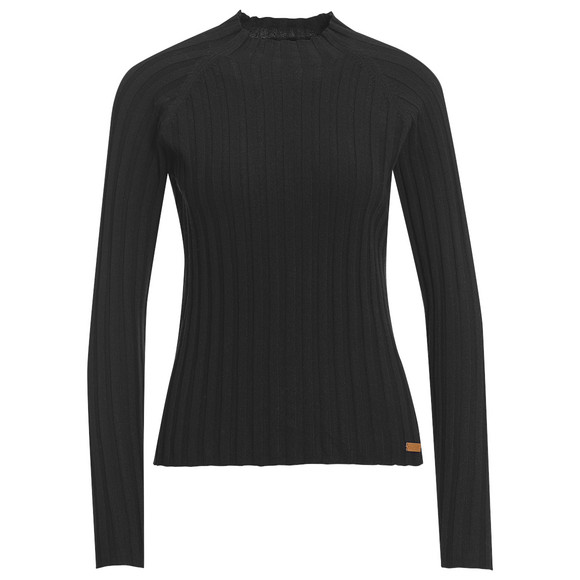 Dameshemd met lange mouwen en coltrui zwart