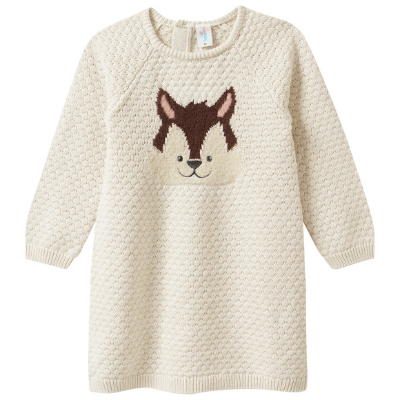Gebreide babyjurk met dierenapplicatie