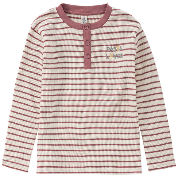 Meisjeshemd met lange mouwen en borduursel donkerroze / wit