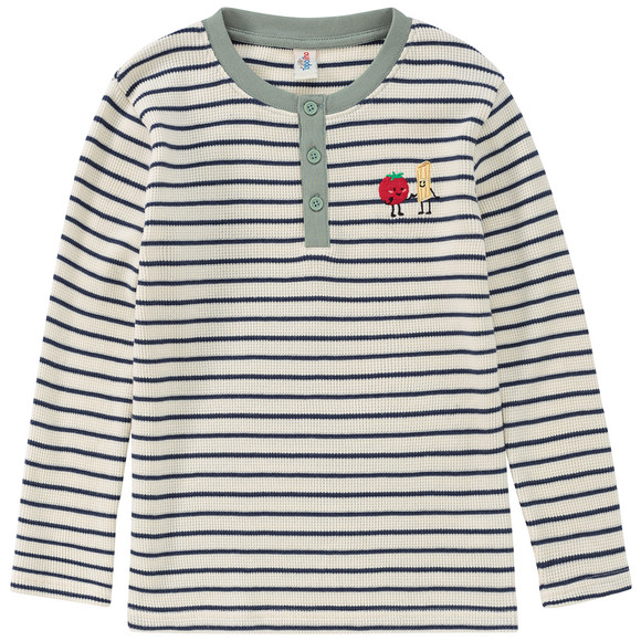 Kinderhemd met lange mouwen en borduursel donkerblauw / wit