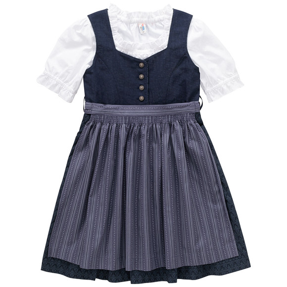 Mädchen Dirndl mit Bluse dunkelblau