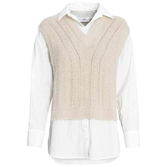 Pullover Bluseneinsatz Damen WeiÃƒÂŸ Lockerer Pullover Mit