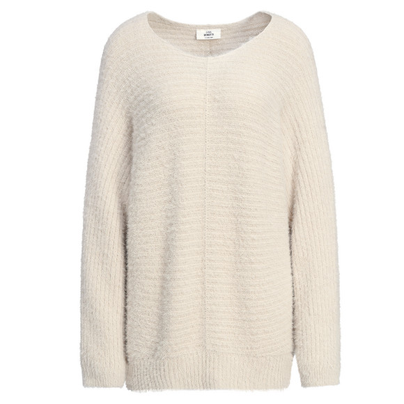 Gebreide damestrui met boothals beige