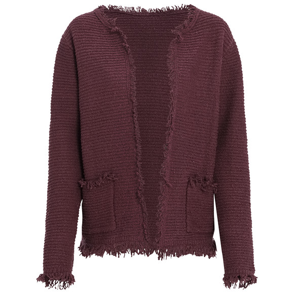 Damesvest met franjes wijnrood