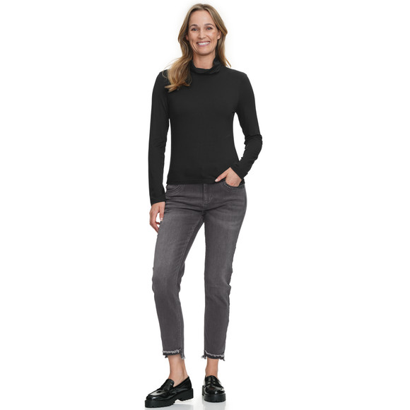 Dames-shirt met lange mouwen en col