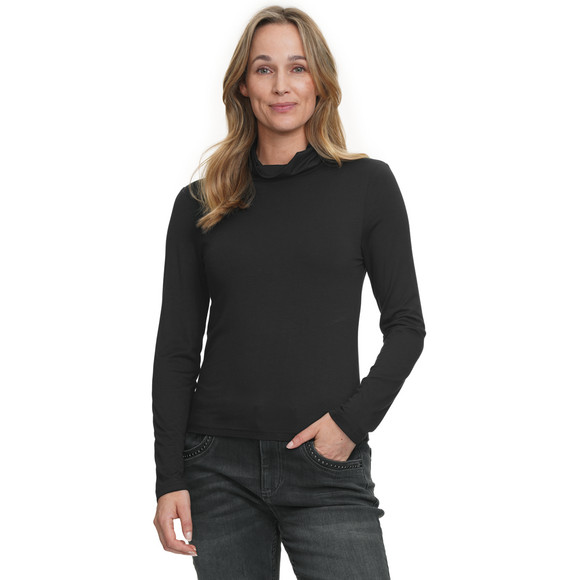 Dames-shirt met lange mouwen en col
