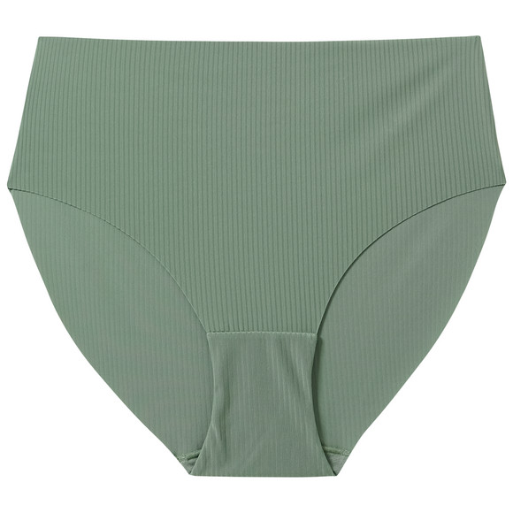 Naadloze damesslip met geribde structuur groen