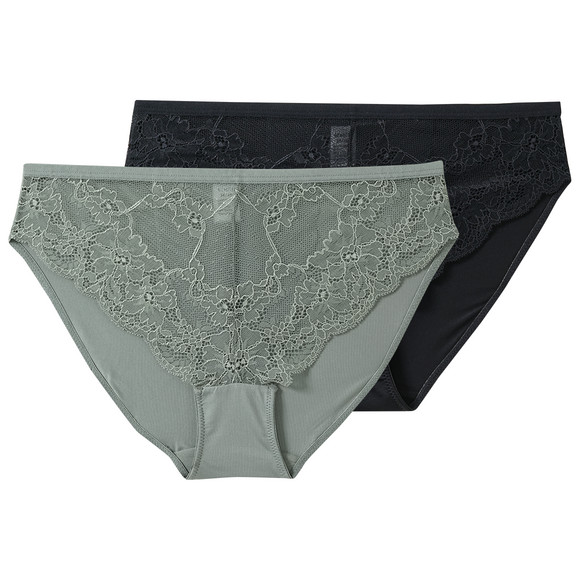 2 dames microvezelslips met kant