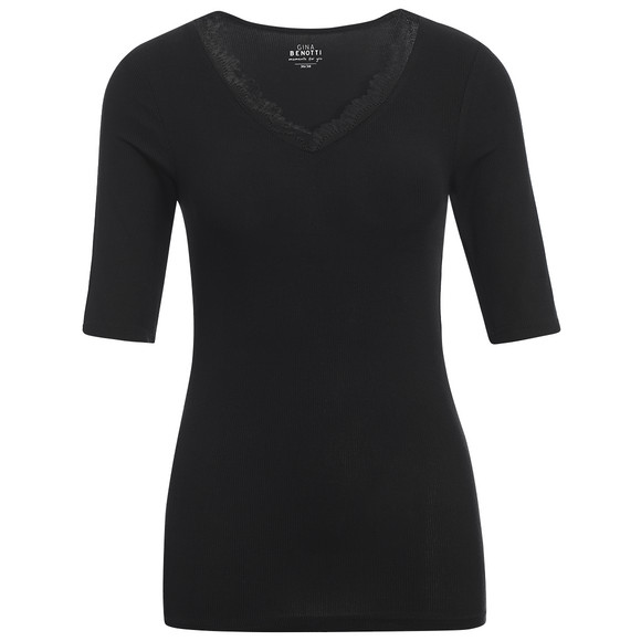 Dames geribd shirt met kant