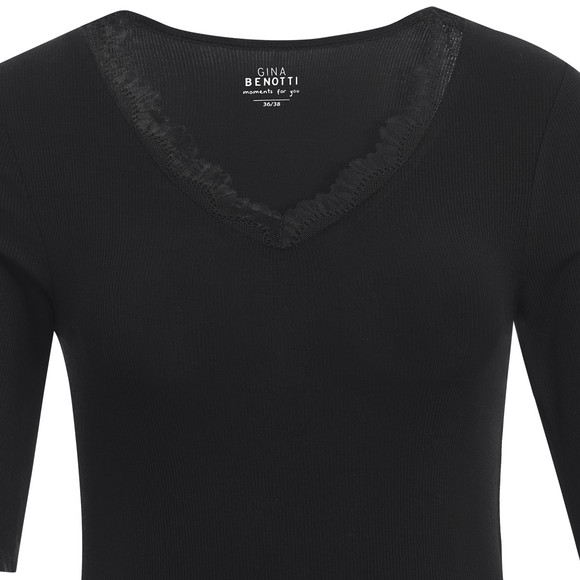 Dames geribd shirt met kant