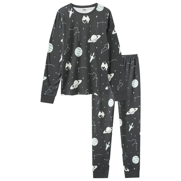 Pyjama's voor kinderen met vrolijke print zwart