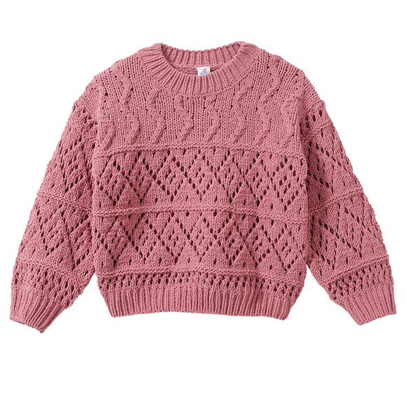 Trui van chenillegaren voor meisjes donkerroze