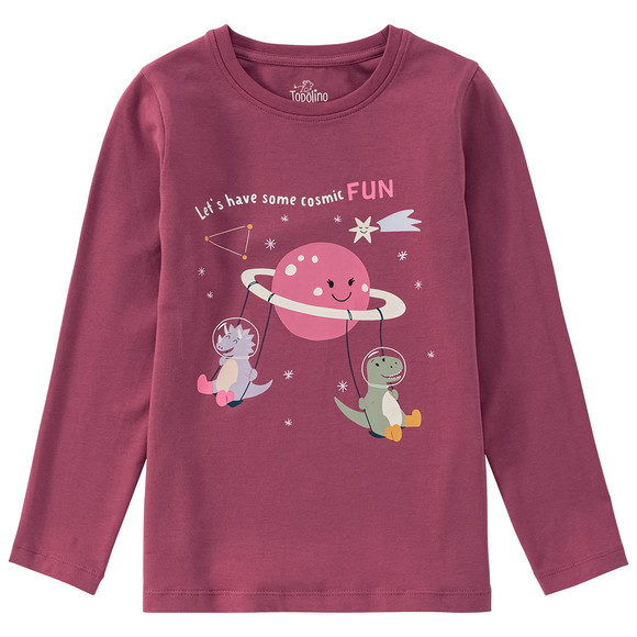 Meisjeshemd met lange mouwen en dino-print