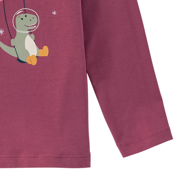 Meisjeshemd met lange mouwen en dino-print