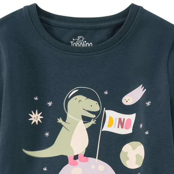 Meisjeshemd met lange mouwen en dino-print