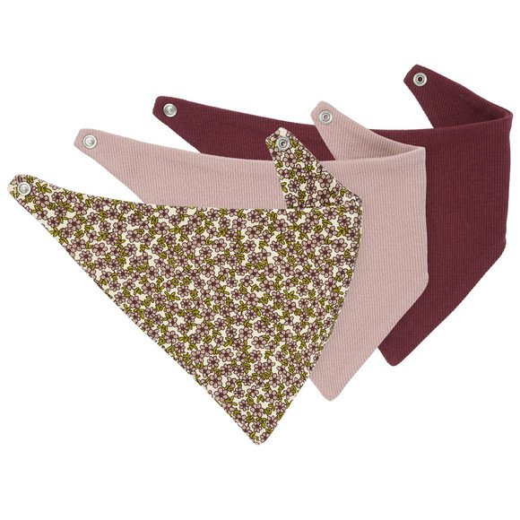 3 babybandana's met bloemenpatroon