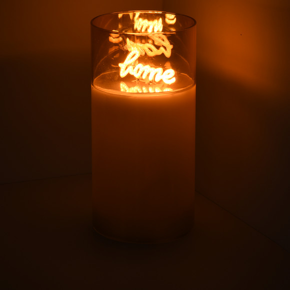 LED Kerze mit Home-Schriftzug