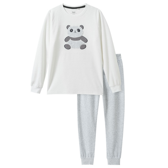Mädchen Schlafanzug mit Panda-Applikation