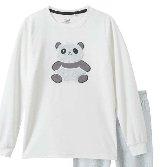 Mädchen Schlafanzug mit Panda-Applikation