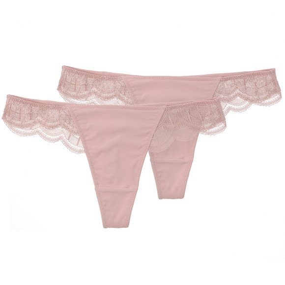 2 Damen Strings mit Spitze rosa