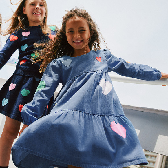 Meisjes jurk in denim look