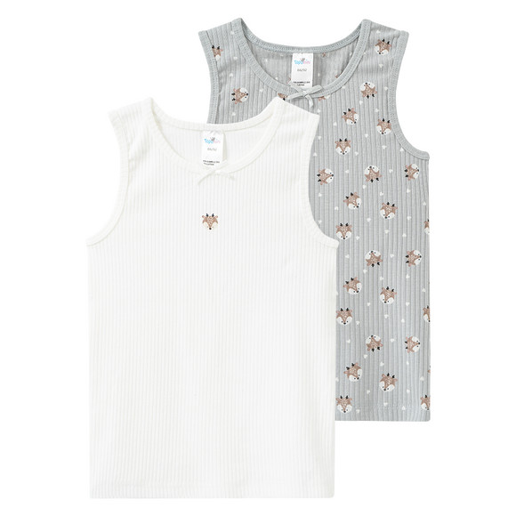 2 Onderhemden met geribbelde structuur