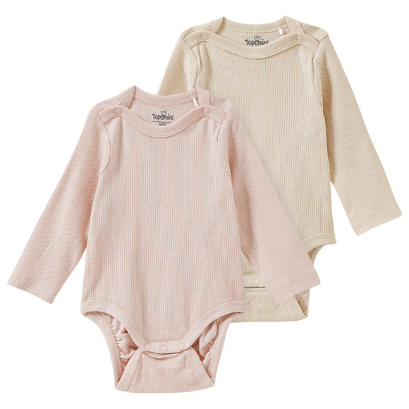 2 Baby Langarmbodys mit Rippstruktur