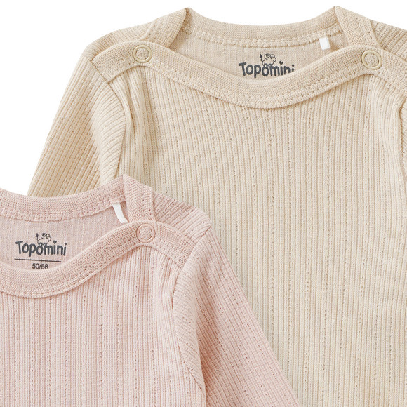 2 Baby Langarmbodys mit Rippstruktur