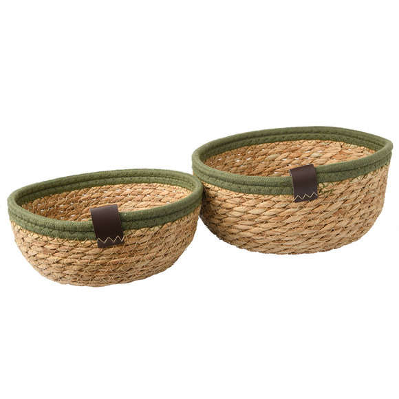 2 Körbe im Set grün / natur