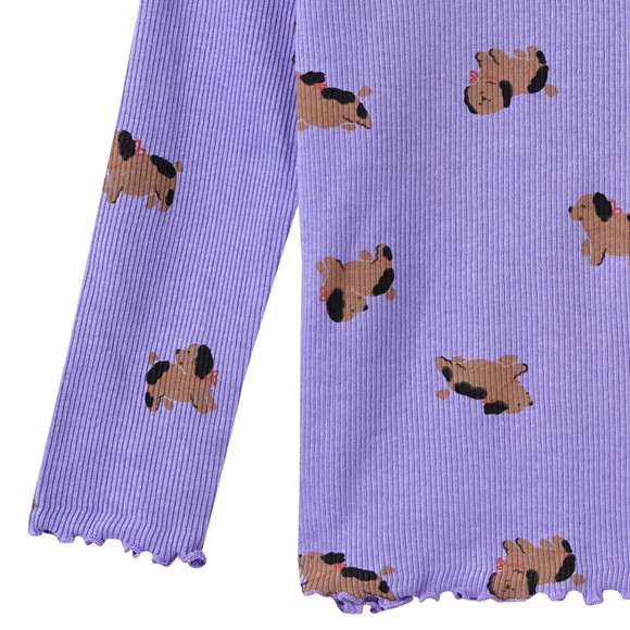 Meisjeshemd met lange mouwen en dog all-over