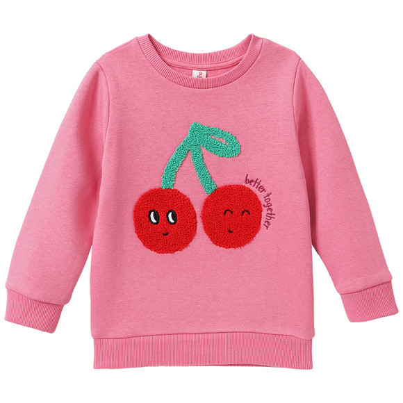 Sweater voor meisjes met kersenapplicatie roze