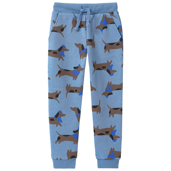 Jongens joggingbroek met teckel all-over blauw