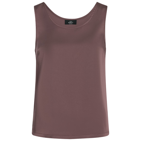 Dames' satijnen top met brede banden bruin