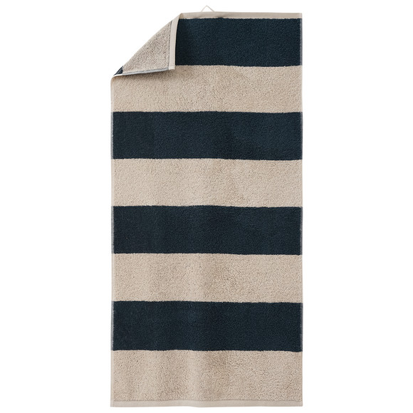 Katoenen handdoek donkergroen / crèmewit