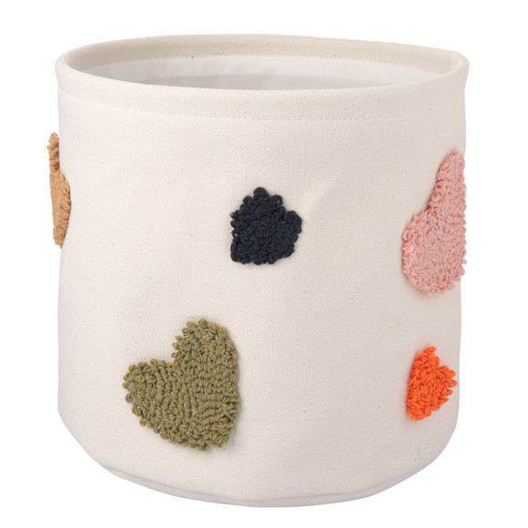 Kleine opbergmand met kleurrijke hartjes
