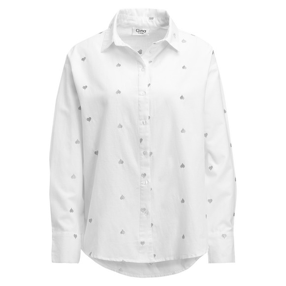 Dames blouse met hartjesborduursel