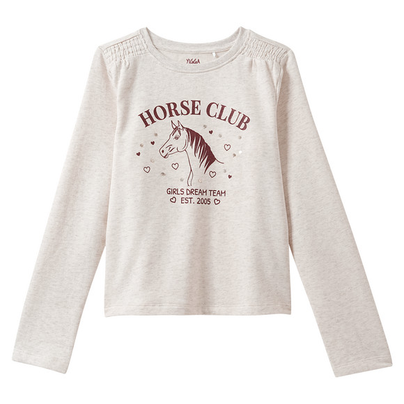 Mädchen Langarmshirt mit Pferde-Print