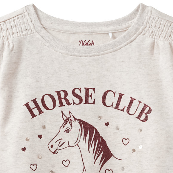 Mädchen Langarmshirt mit Pferde-Print