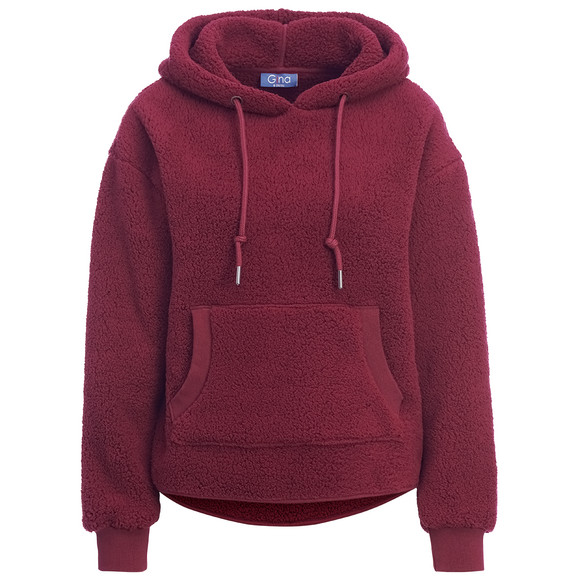 Dames hoodie gemaakt van teddy pluche bes