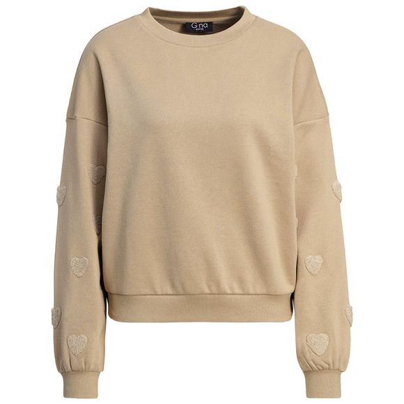Damen Sweatshirt mit Herz-Applikation
