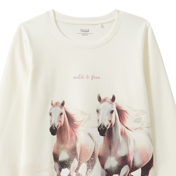 Meisjes T-Shirt lange mouwen met paardenprint