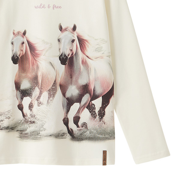 Meisjes T-Shirt lange mouwen met paardenprint
