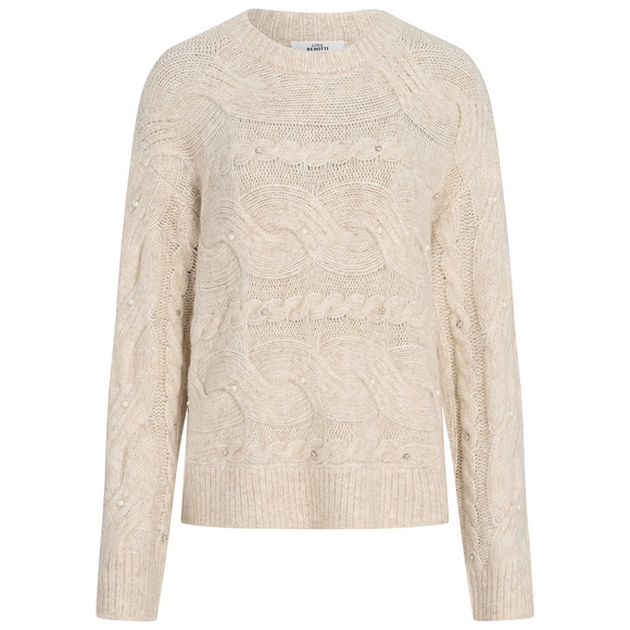 Gebreide trui met parels Dames beige